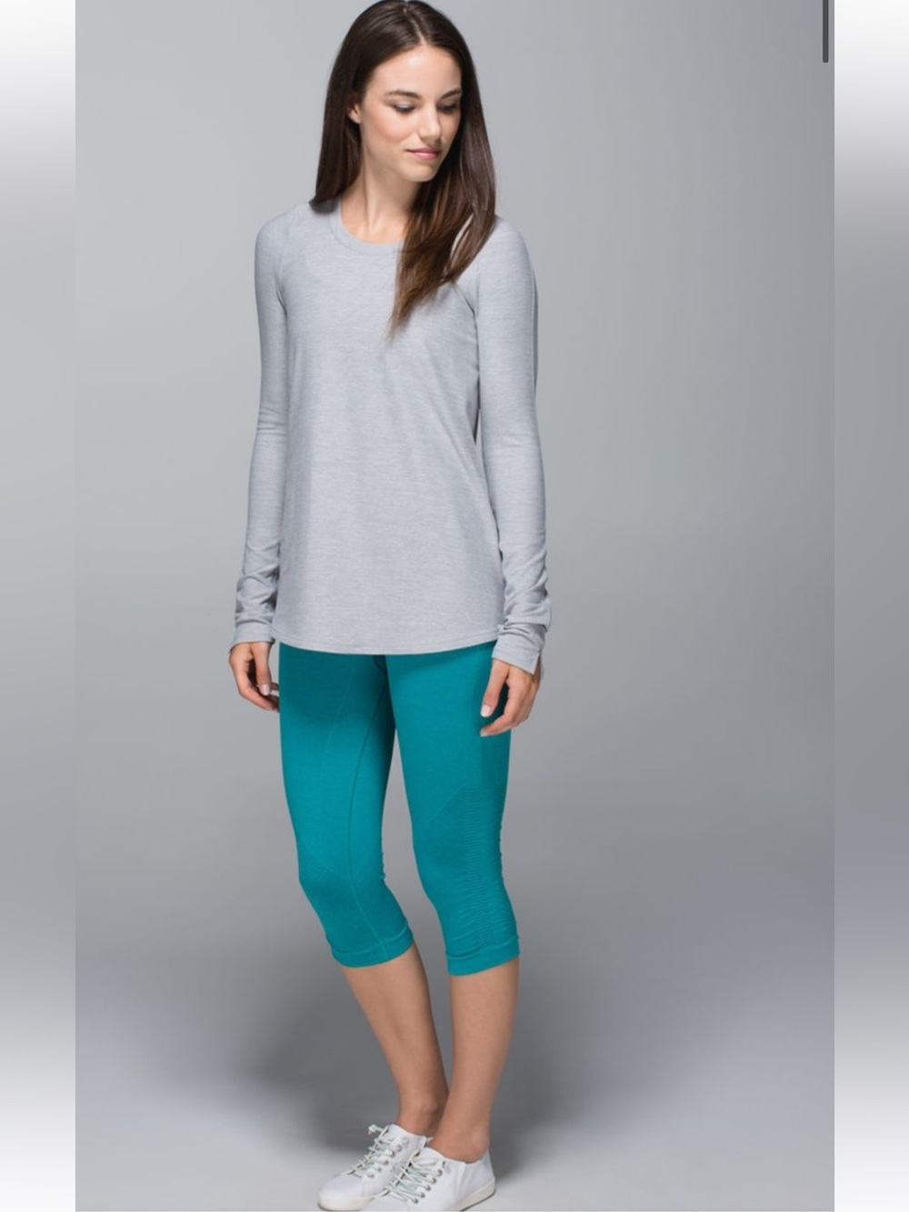 137. Lululemon In The Flow Crop II Heathered Real Teal 8